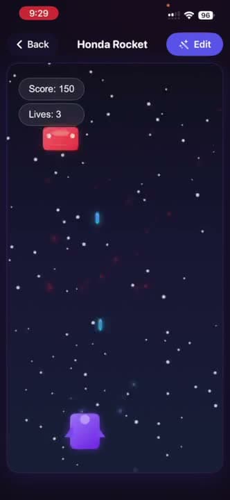 Playable running a generated space game